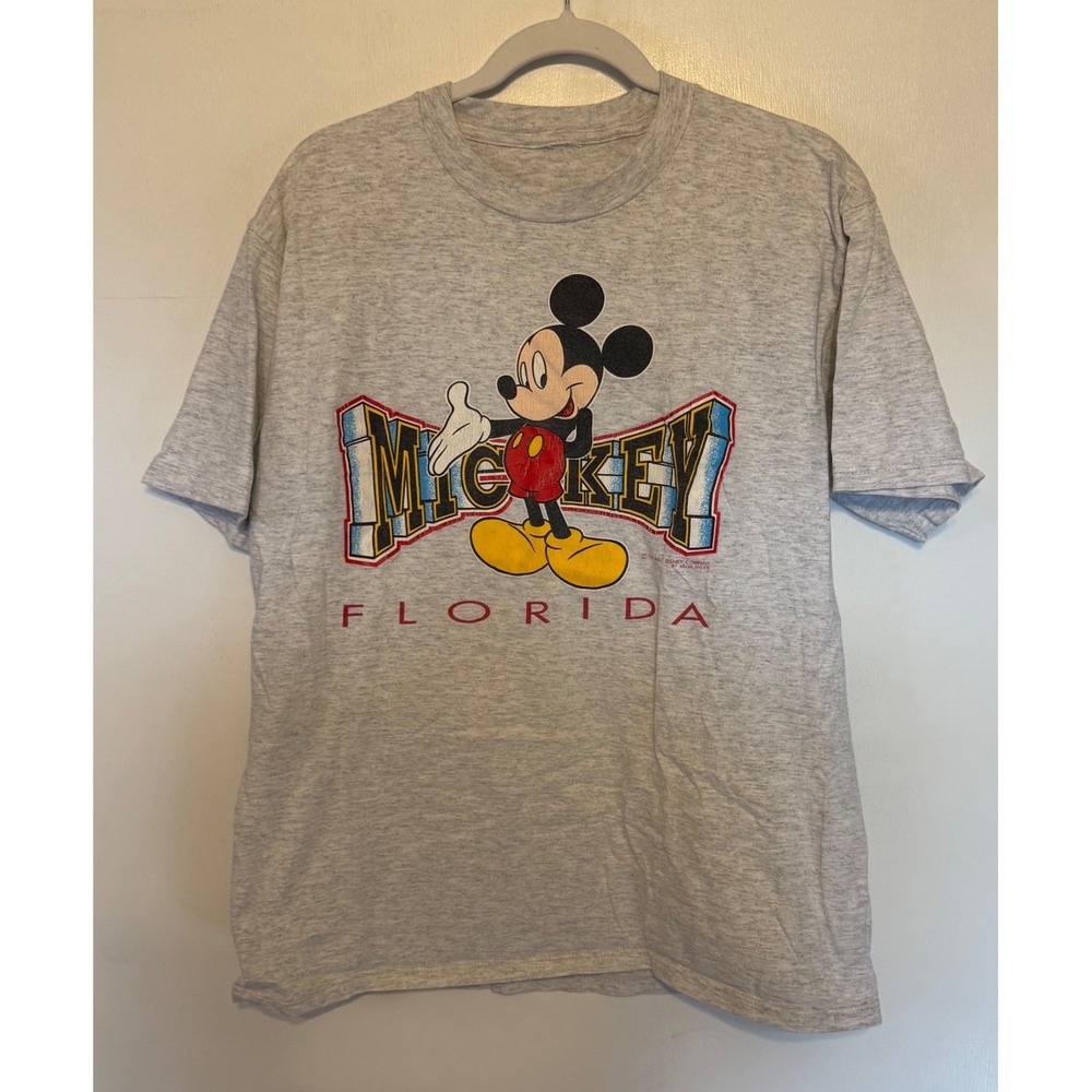 Disney Mickey Mouse Florida Graphic T-Shirt Heather Gray Vintage Size: Approx Sm